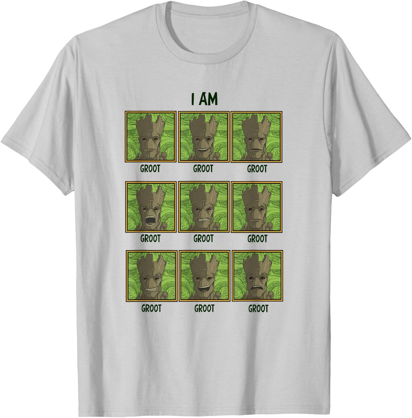 Marvel Guardians Of The Galaxy Groot Expressions Grid T-Shirt - T-Shirt | Ash