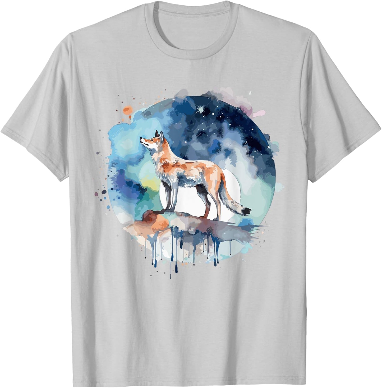 Wolf Head Watercolor T-Shirt - T-Shirt | Ash