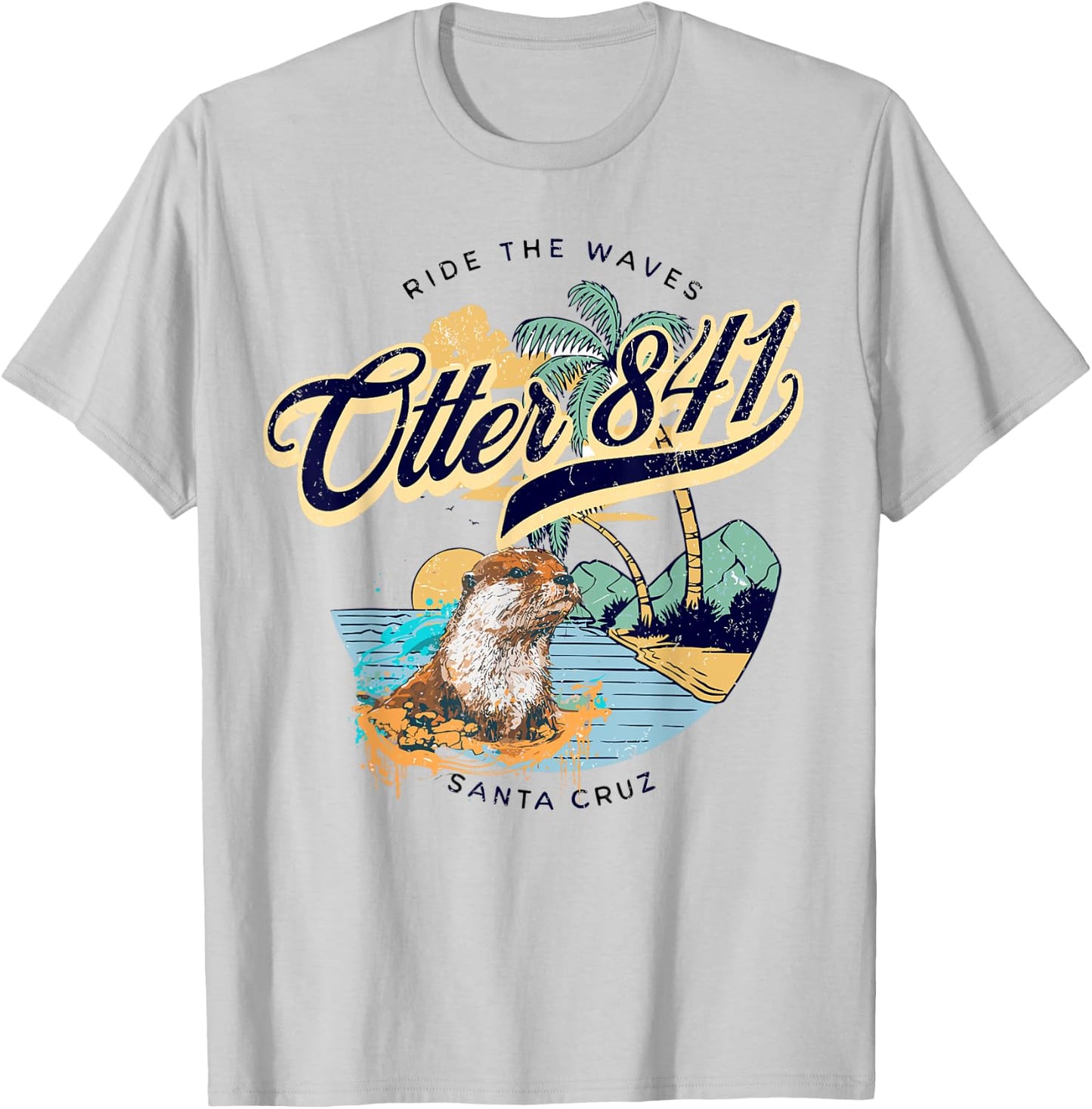 Otter 841 Surfing Otter 841 California Surf Board Otter 841 T-Shirt - T-Shirt | Ash