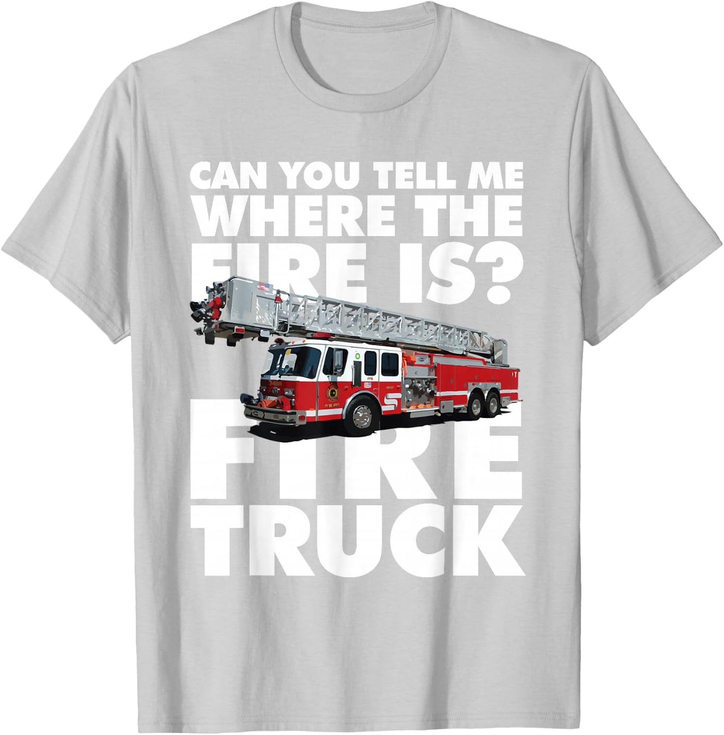Twenty Trucks Fire Truck - -Adults, Kids - Red - Short Sleeve - Classic Fit - Cotton 60%, Polyester 40% T-Shirt - T-Shirt | Ash