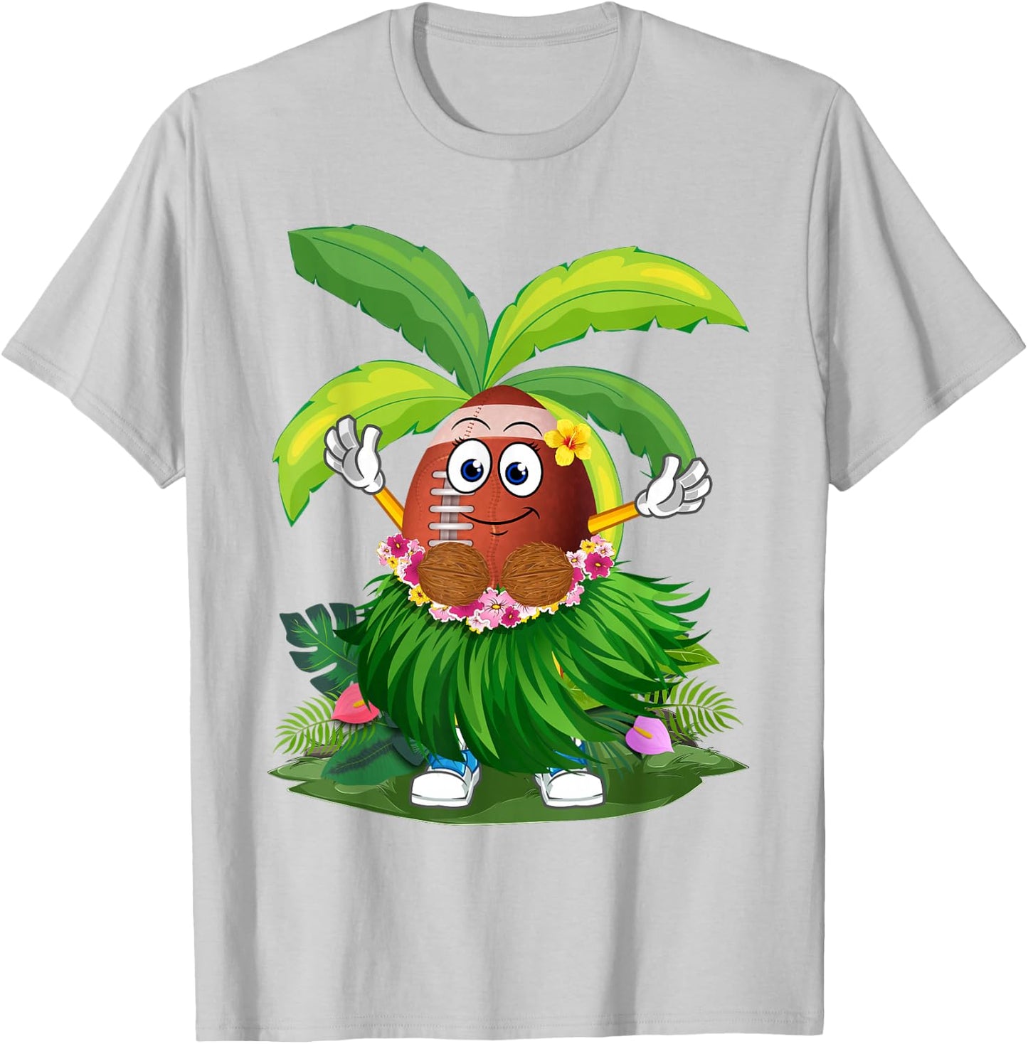 Funny Hawaii Football Ball Hawaiian Tropical Summer Vacation T-Shirt - T-Shirt | Ash