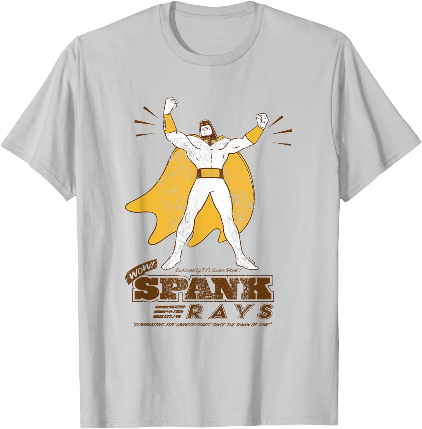 Space Ghost Vintage Spank Rays Distressed Superhero Pose T-Shirt - T-Shirt | Ash