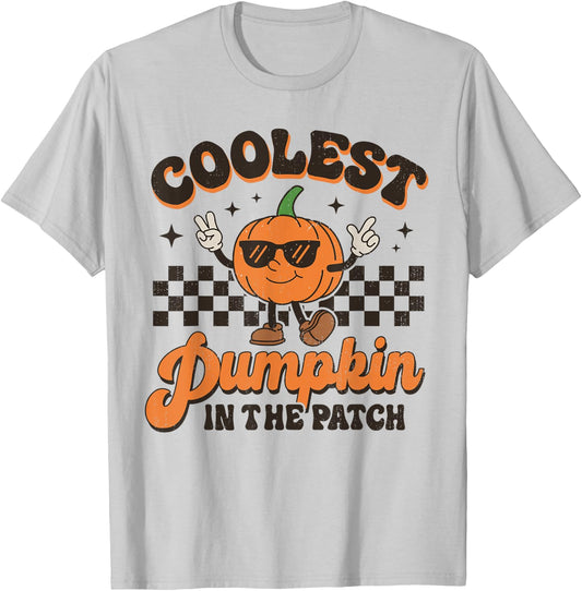 Groovy Coolest Pumpkin In The Patch Halloween For Boys Kids T-Shirt - T-Shirt | Ash