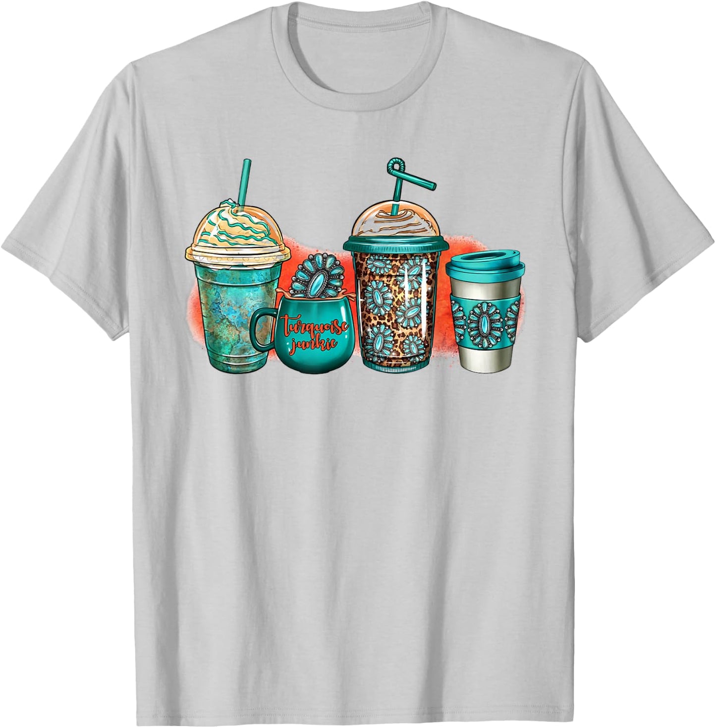 Turquoise Junkie Coffee Cups Western Gemstone Rodeo Coffee T-Shirt - T-Shirt | Ash