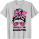 Messy Bun I Wear Pink For My Grandma Breast Cancer Support T-Shirt - T-Shirt | Ash