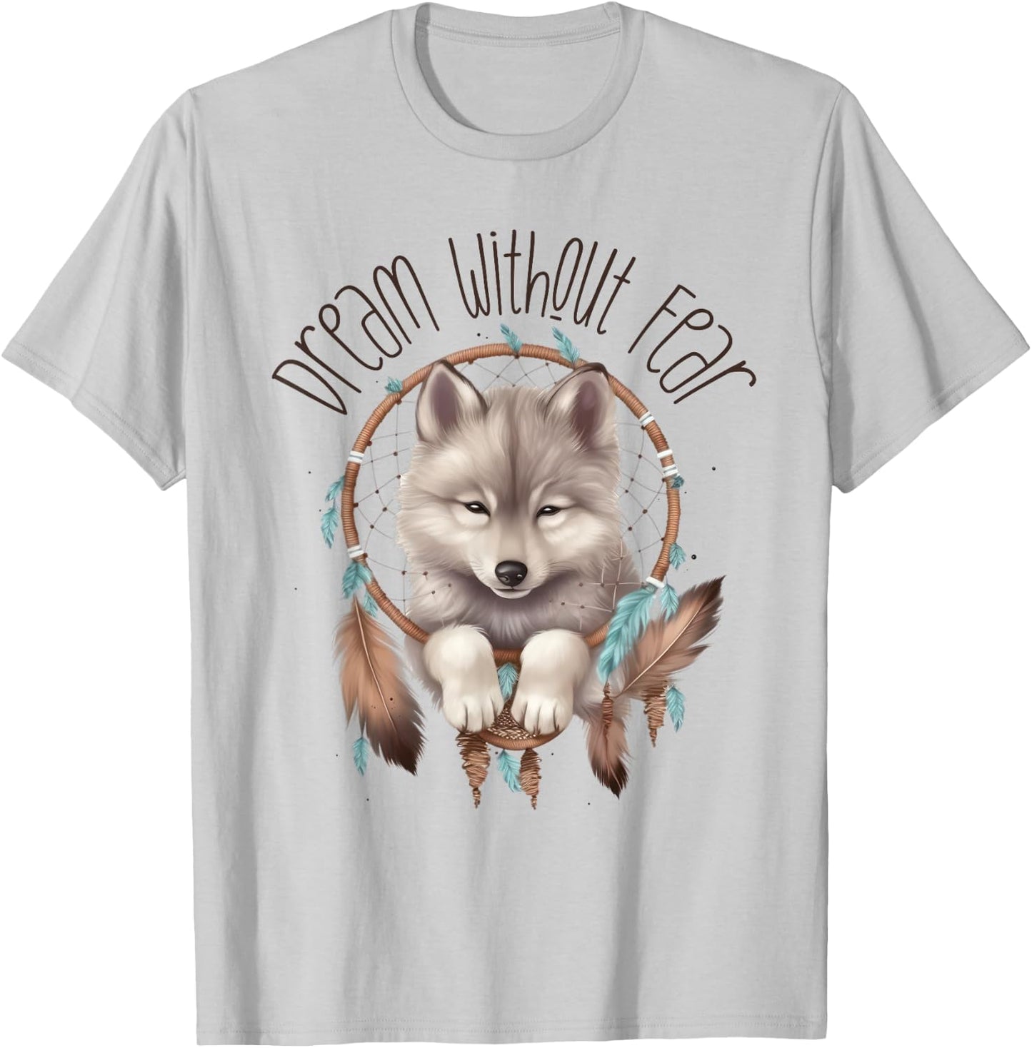 Vintage Western Dreamcatcher Wolf Graphic Design Wolf Women T-Shirt - T-Shirt | Ash