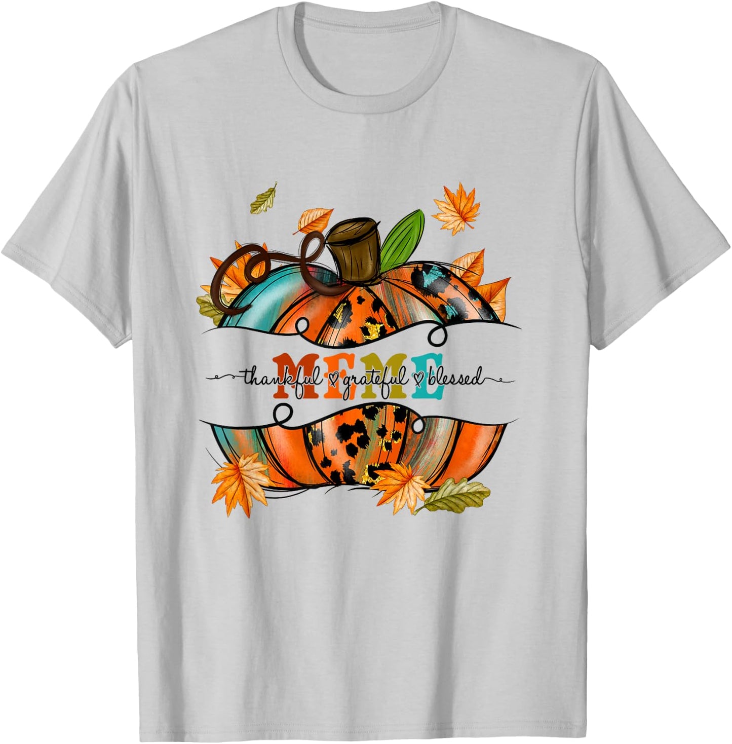 Autumn Fall Outfit Meme Thankful Grateful Blessed Pumpkin T-Shirt - T-Shirt | Ash