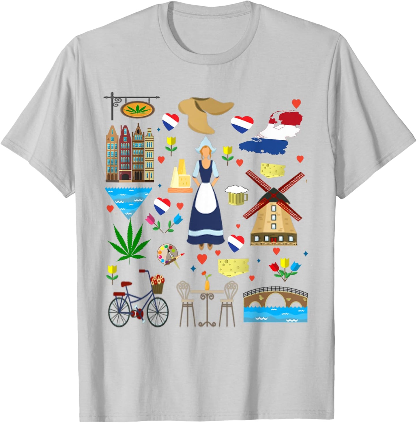 Amsterdam Shirt - Netherlands Holland Icons Souvenir T-Shirt - T-Shirt | Ash