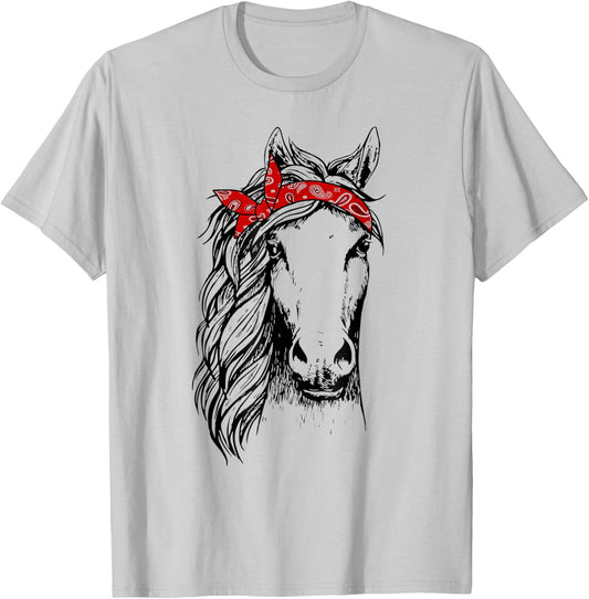 Horse Bandana for Horseback Riding Horse Lover T-Shirt - T-Shirt | Ash