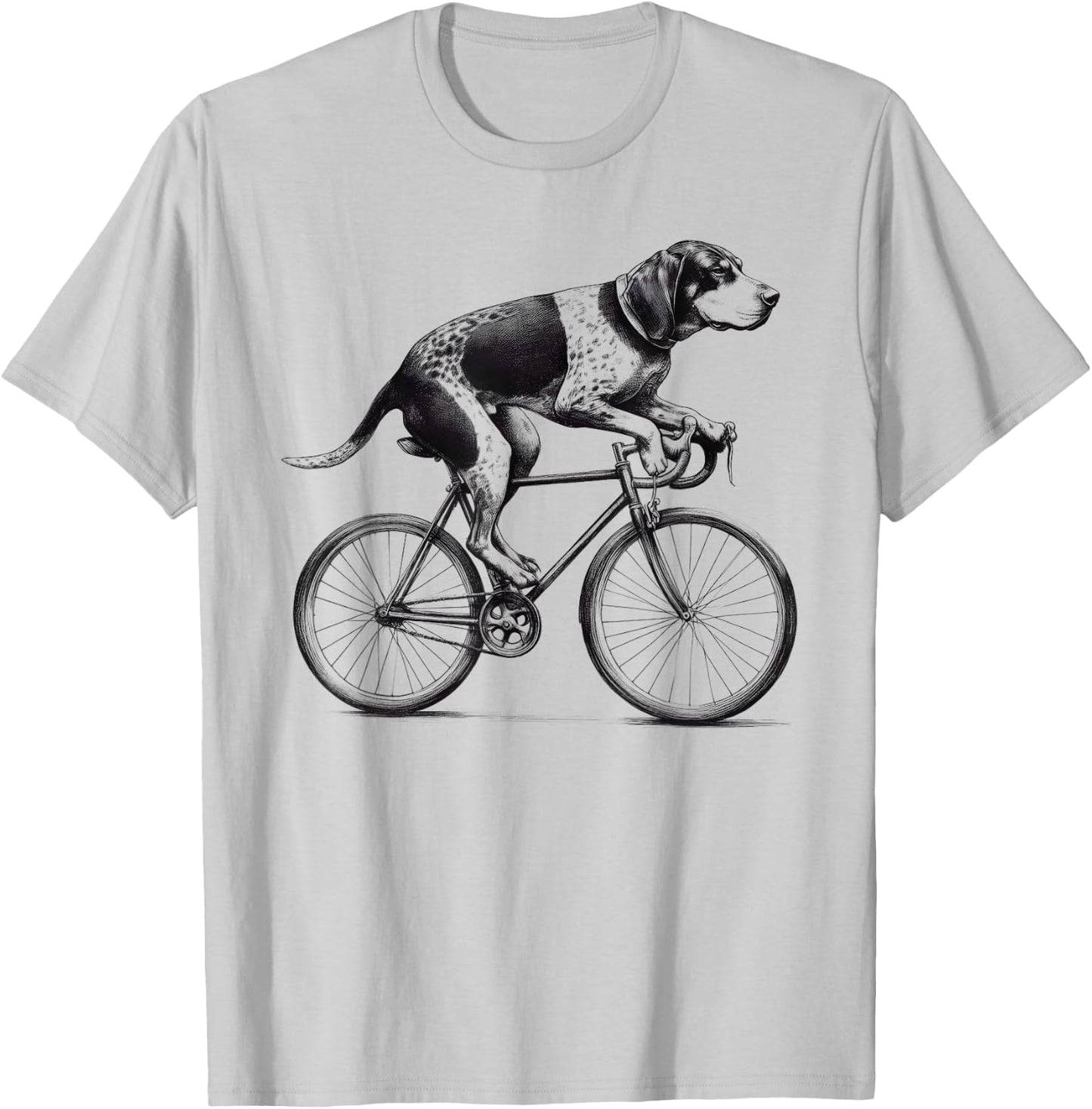 Bluetick Coonhound Dog Riding a Bike Bicycle Biker Cycling Men Women Kids T-Shirt - T-Shirt | Ash
