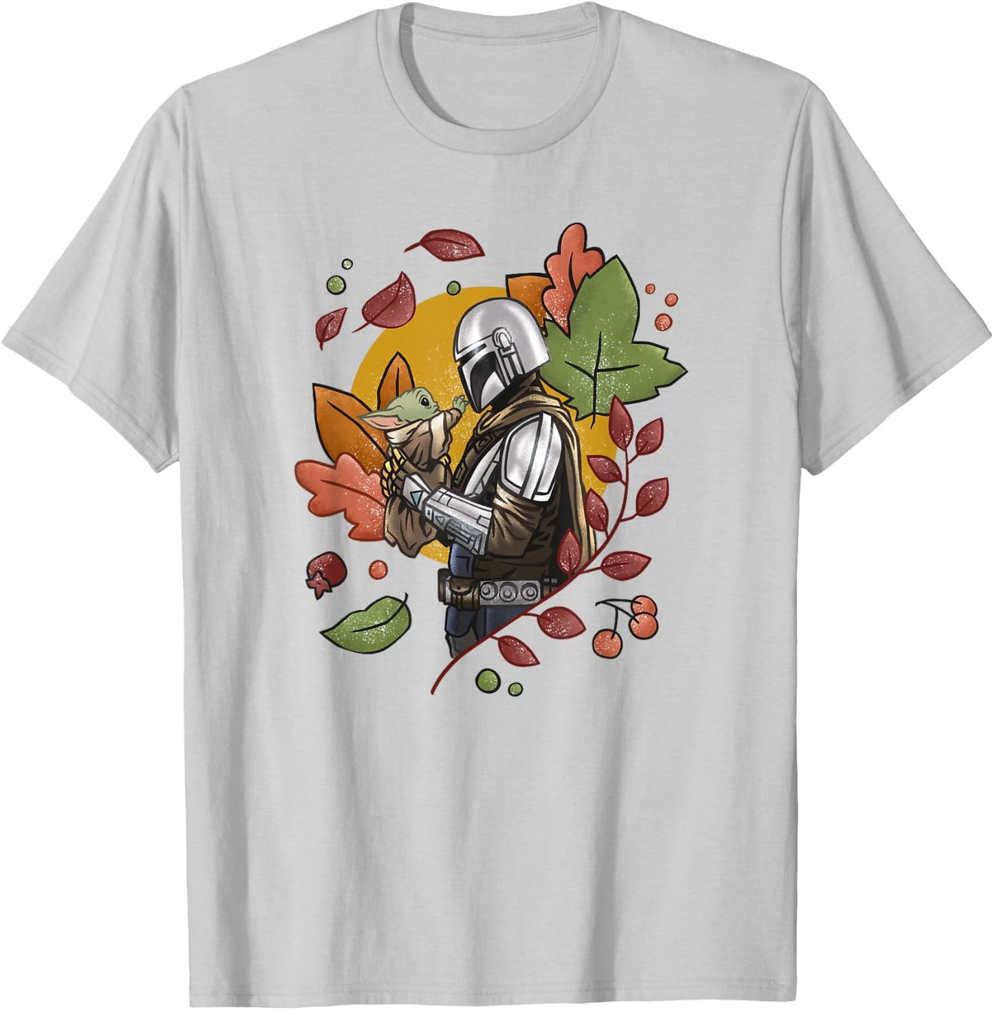Star Wars: The Mandalorian Halloween Fall Foliage T-Shirt - T-Shirt | Ash