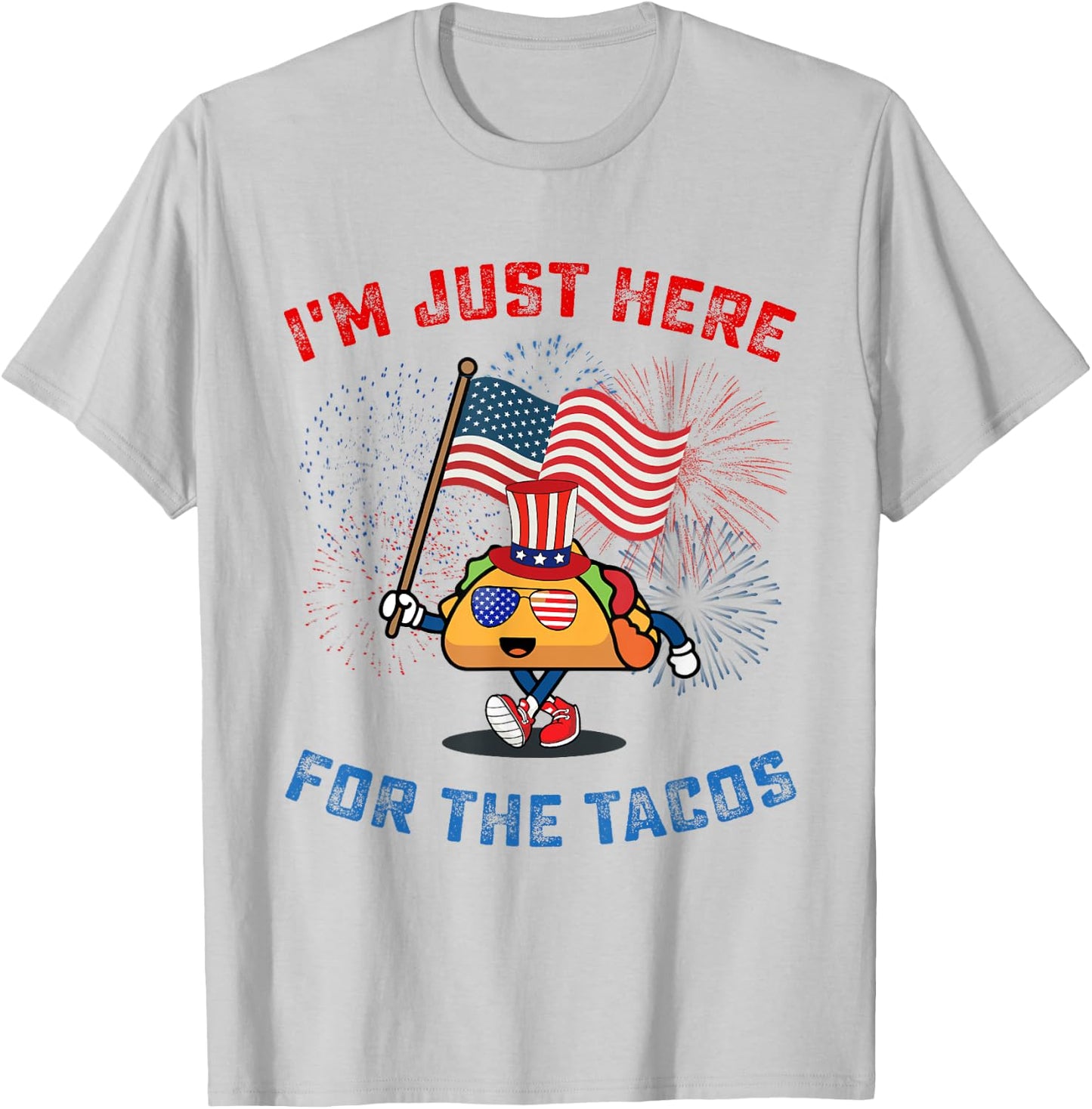 Funny I'm Just Here For The Tacos American 4Th Of July Taco Kids Men T-Shirt - T-Shirt | Ash
