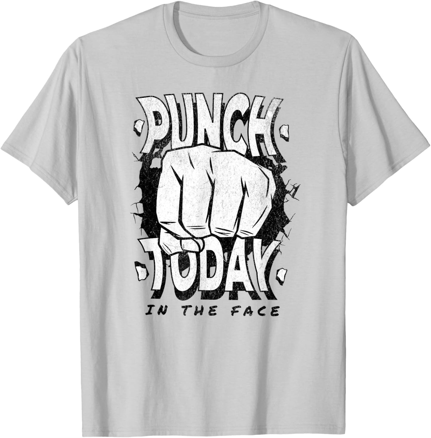 Punch today in the face, motivation funny gym work out T-Shirt - T-Shirt | Ash