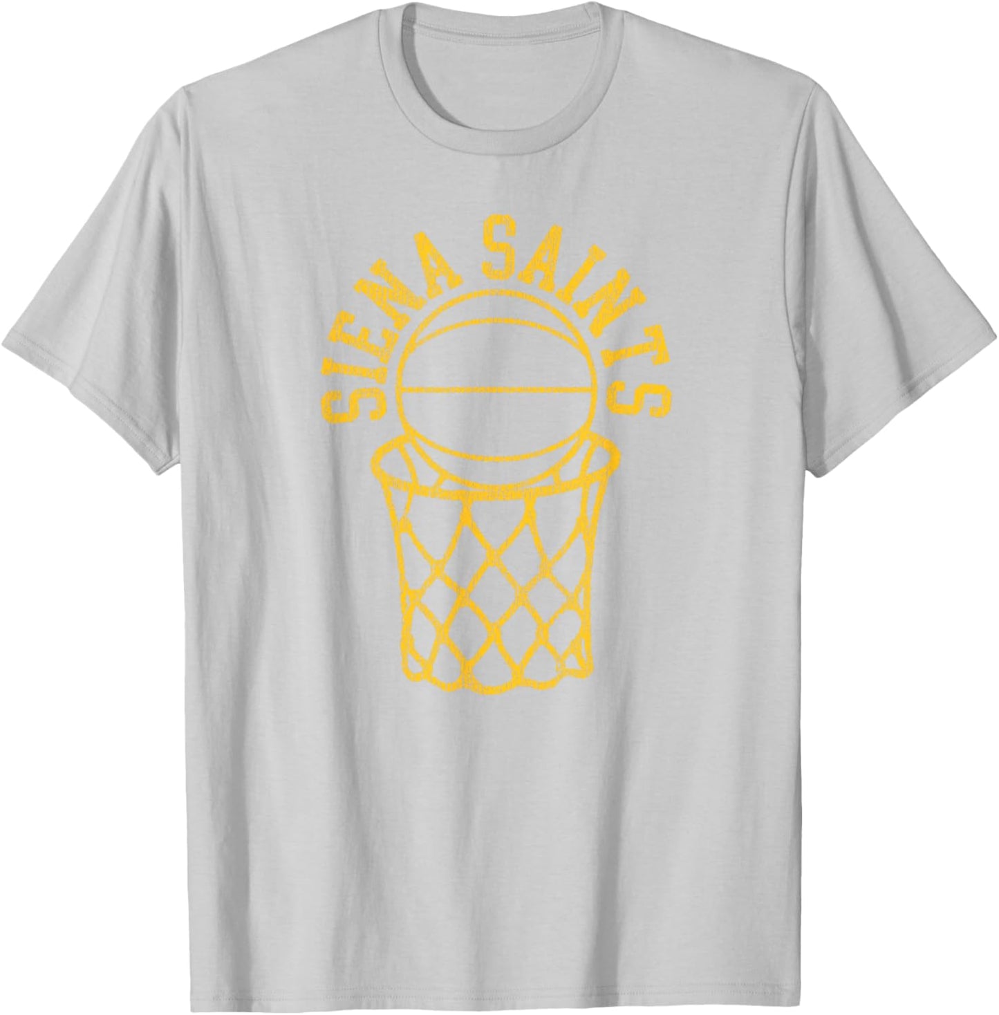 Siena College Distressed Vintage 80s Basketball Net Graphic T-Shirt - T-Shirt | Ash