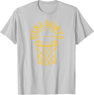 Siena College Distressed Vintage 80s Basketball Net Graphic T-Shirt - T-Shirt | Ash