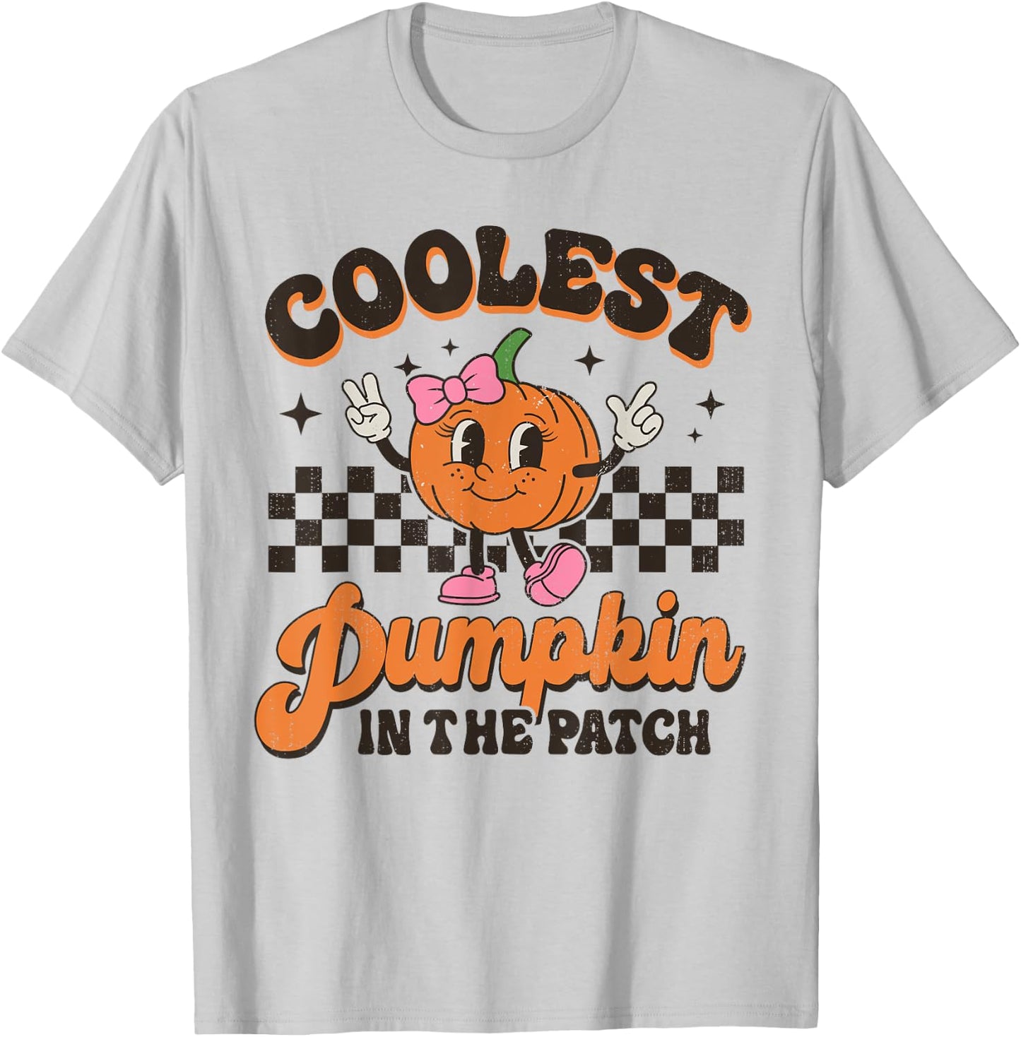 Groovy Coolest Pumpkin In The Patch Halloween For Girls Kids T-Shirt - T-Shirt | Ash