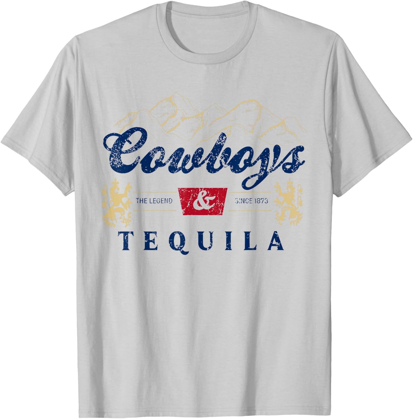 Vintage Cowboys And Tequila Western Funny Tequila Drinking T-Shirt - T-Shirt | Ash