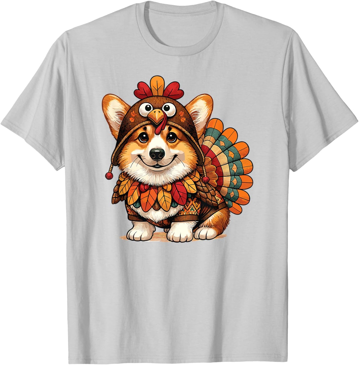 Corgi Dog Turkey Thanksgiving Costume Women Men Kids Toddler T-Shirt - T-Shirt | Ash