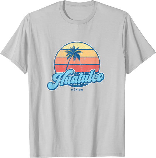 Vintage Huatulco Mexico Classic 70s Retro Surfer T-Shirt - T-Shirt | Ash