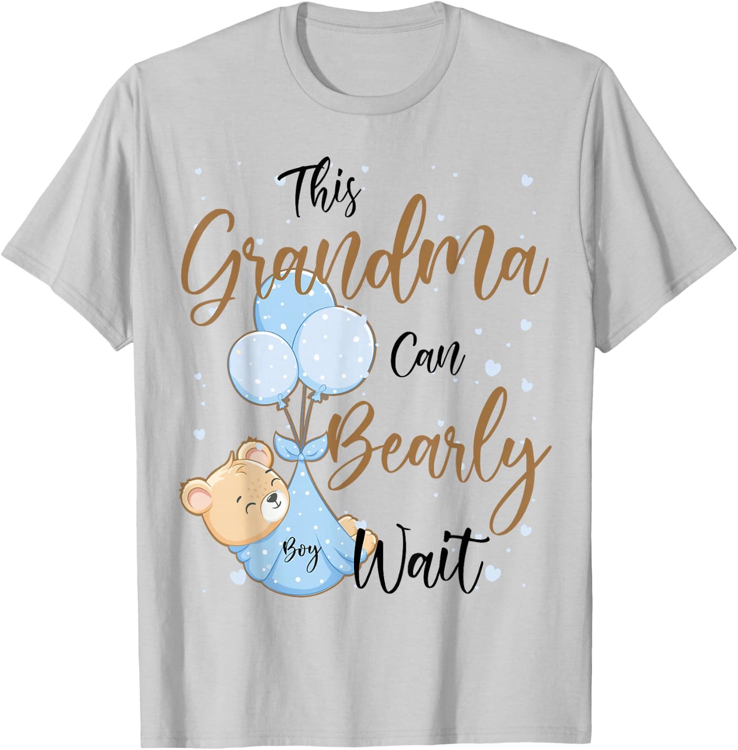 Baby Bear Baby Shower Theme Grandma Bearly Wait Baby Boy T-Shirt - T-Shirt | Ash