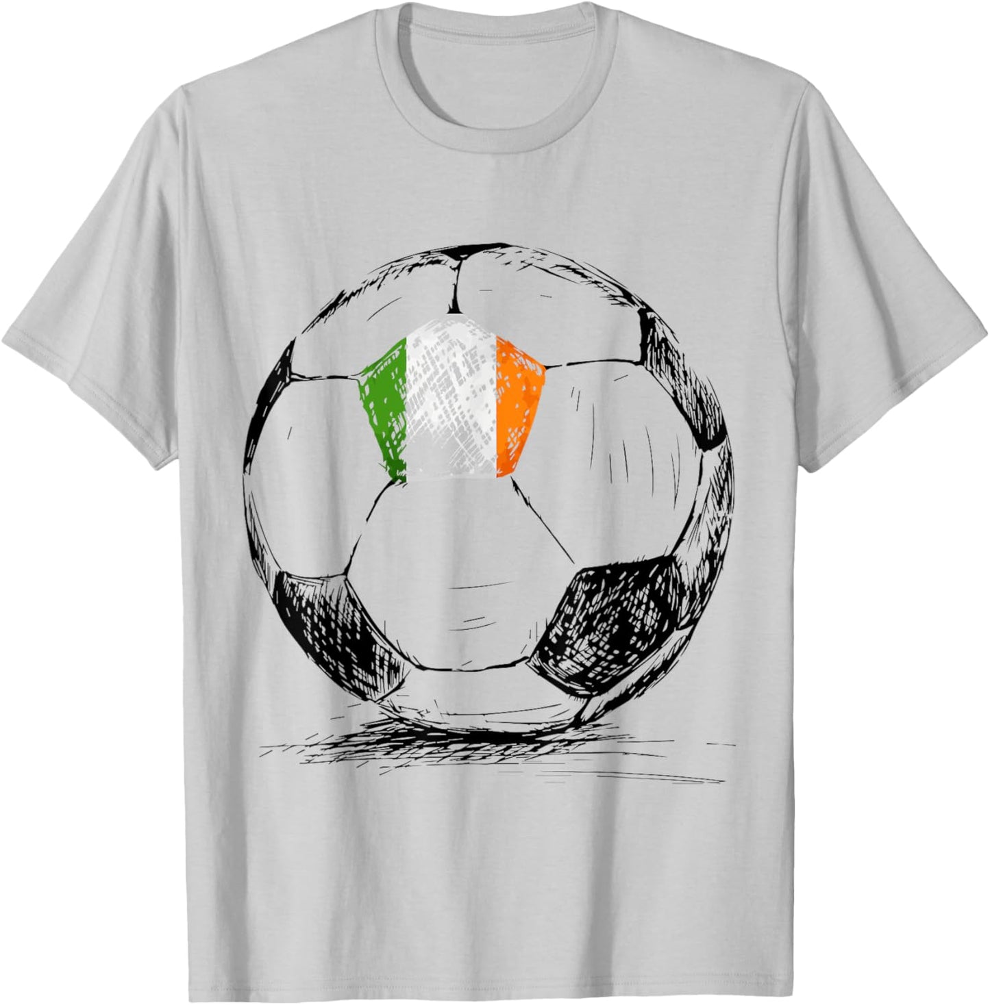 Ireland Irish Eire Flag Design on Soccer Ball Jersey T-Shirt - T-Shirt | Ash