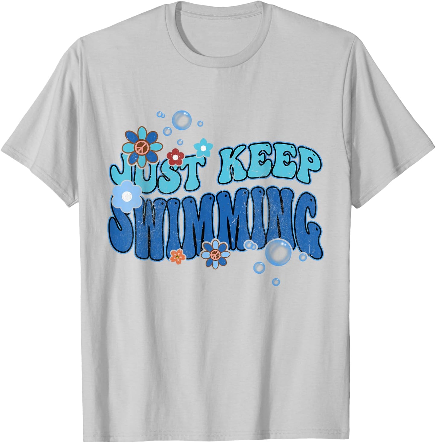 Groovy Summer Swim Lover Just Keep Swimming T-Shirt - T-Shirt | Ash