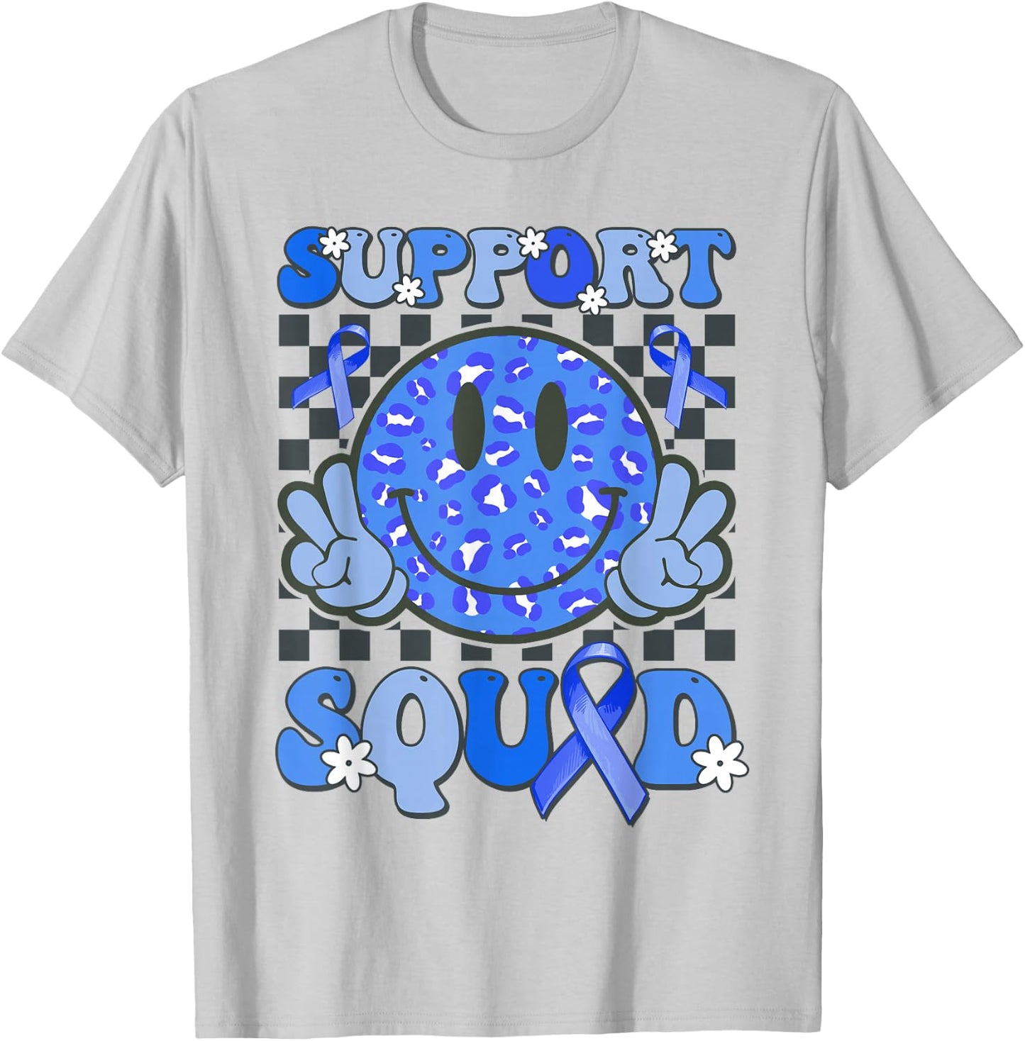 Support Squad Cute Smile Face T1D Type 1 Diabetes Awareness T-Shirt - T-Shirt | Ash