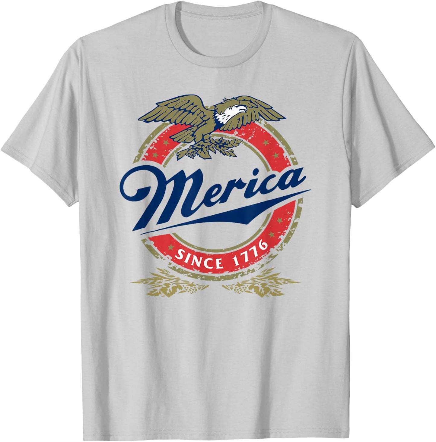 Merica Since 1776, 4th of July Funny Redneck Eagle Mullet T-Shirt - T-Shirt | Ash