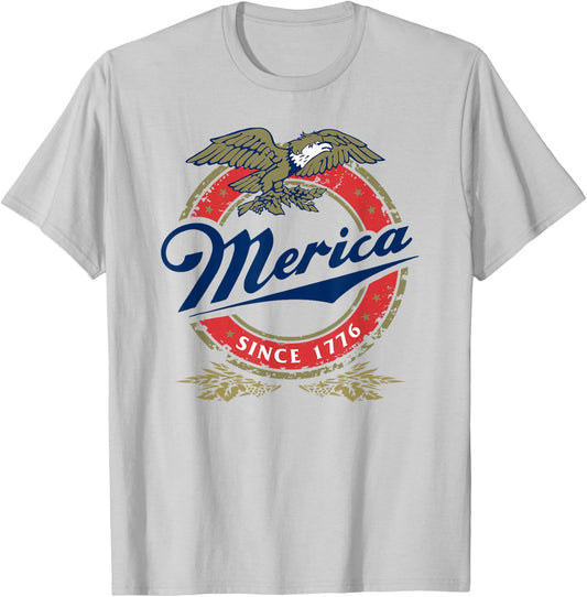 Merica Since 1776, 4th of July Funny Redneck Eagle Mullet T-Shirt - T-Shirt | Ash