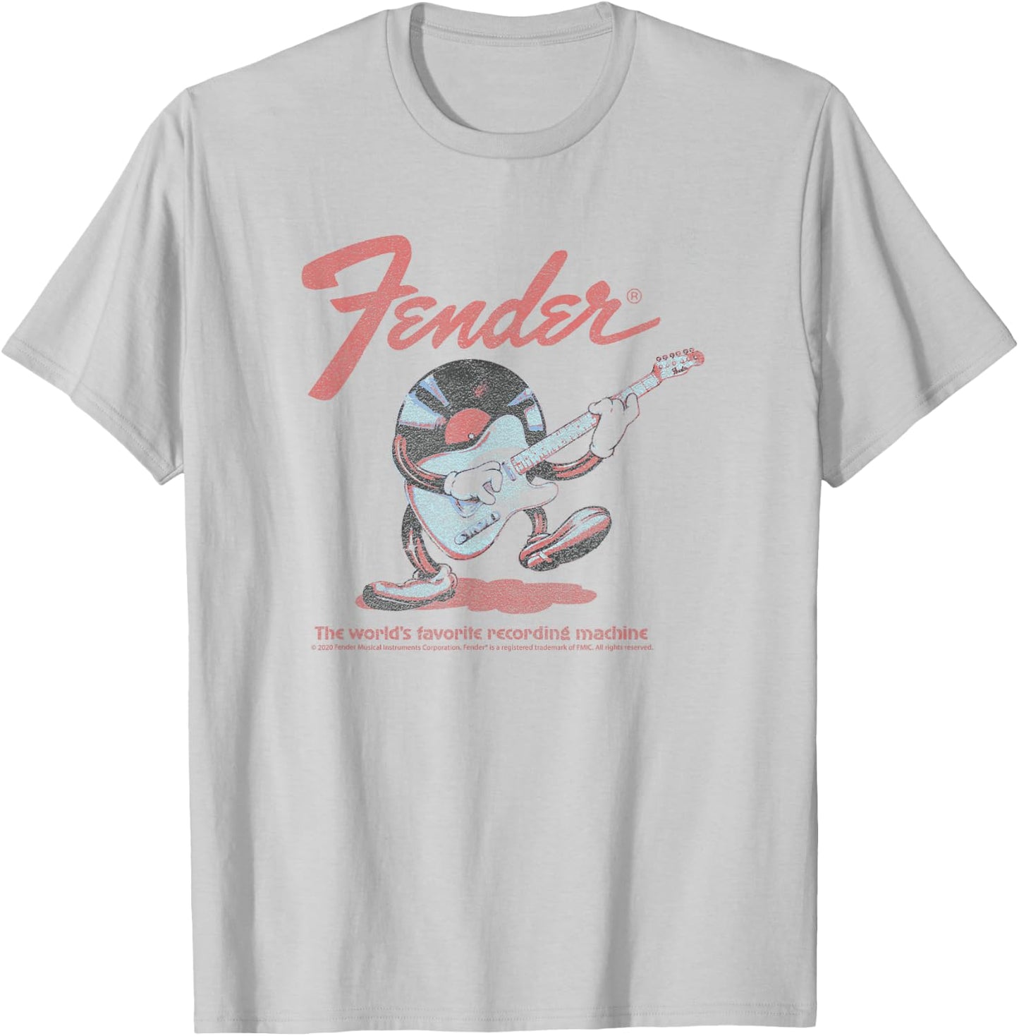 Fender Record Playing Guitar Centered T-Shirt - T-Shirt | Ash
