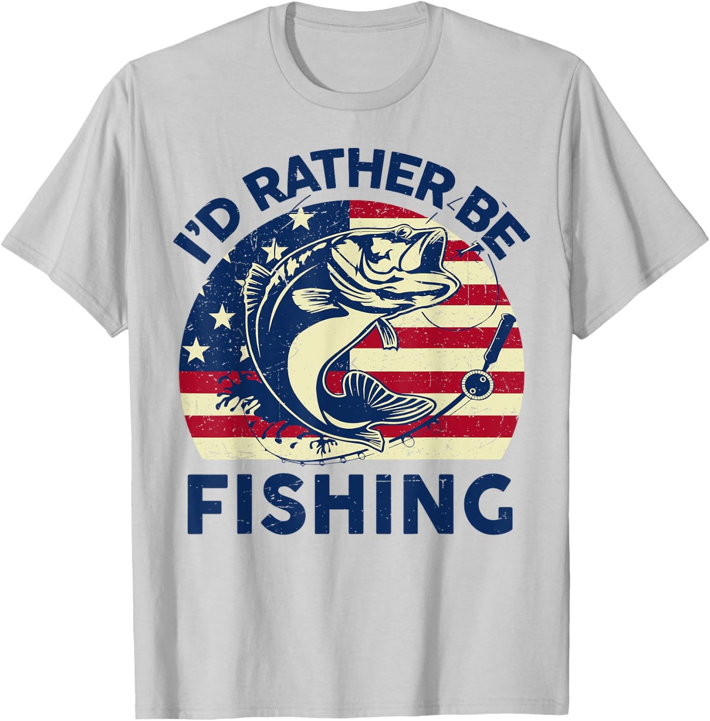 I'd Rather Be Fishing-Shirt Funny Bass Dad Men Women Youth T-Shirt - T-Shirt | Ash