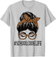School Cook Leopard Messy Bun Appreciation Back To School T-Shirt - T-Shirt | Ash