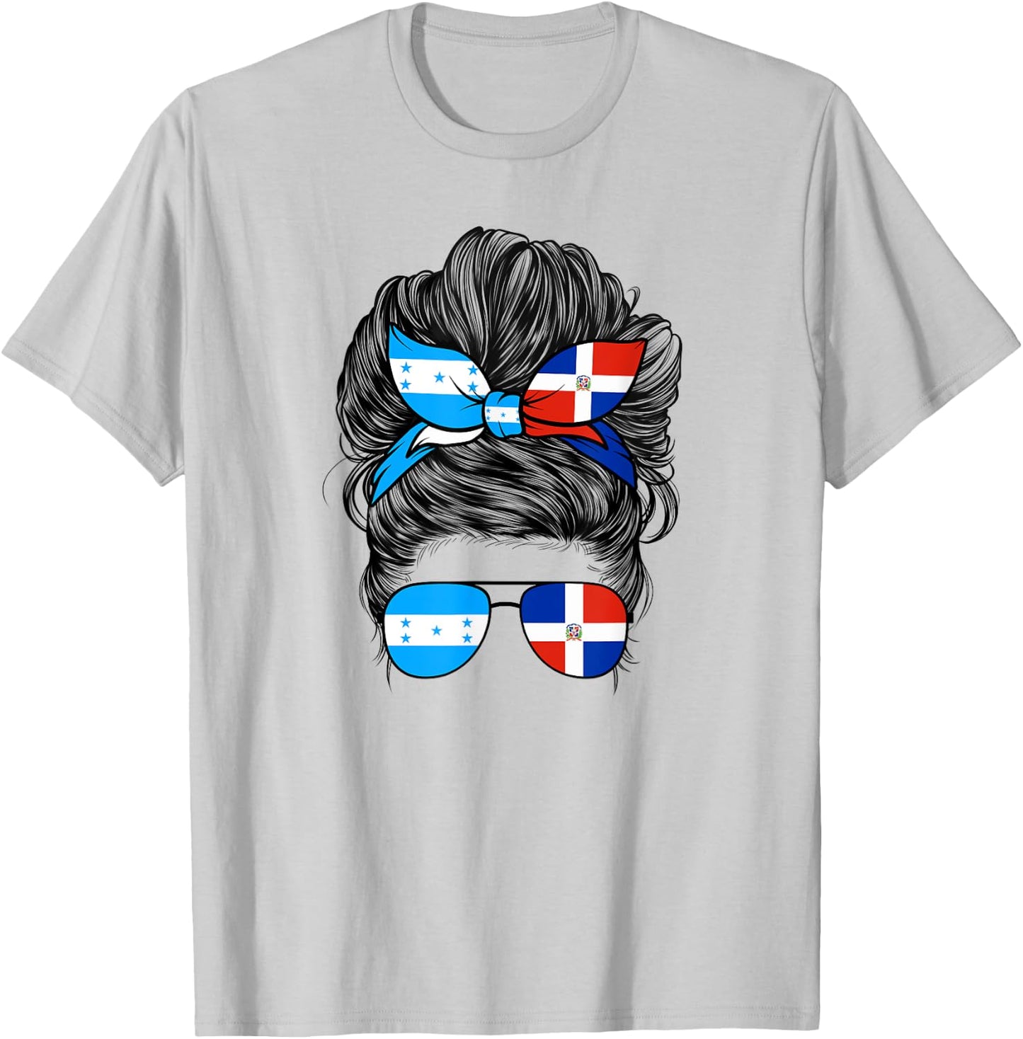 Half Dominican And Honduran Honduras Dominica Flag Girl Mix T-Shirt - T-Shirt | Ash