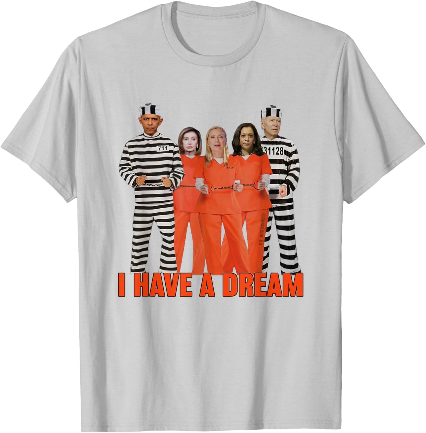 Funny I Have A Dream Obama, Biden Harris in Prison T-Shirt - T-Shirt | Ash
