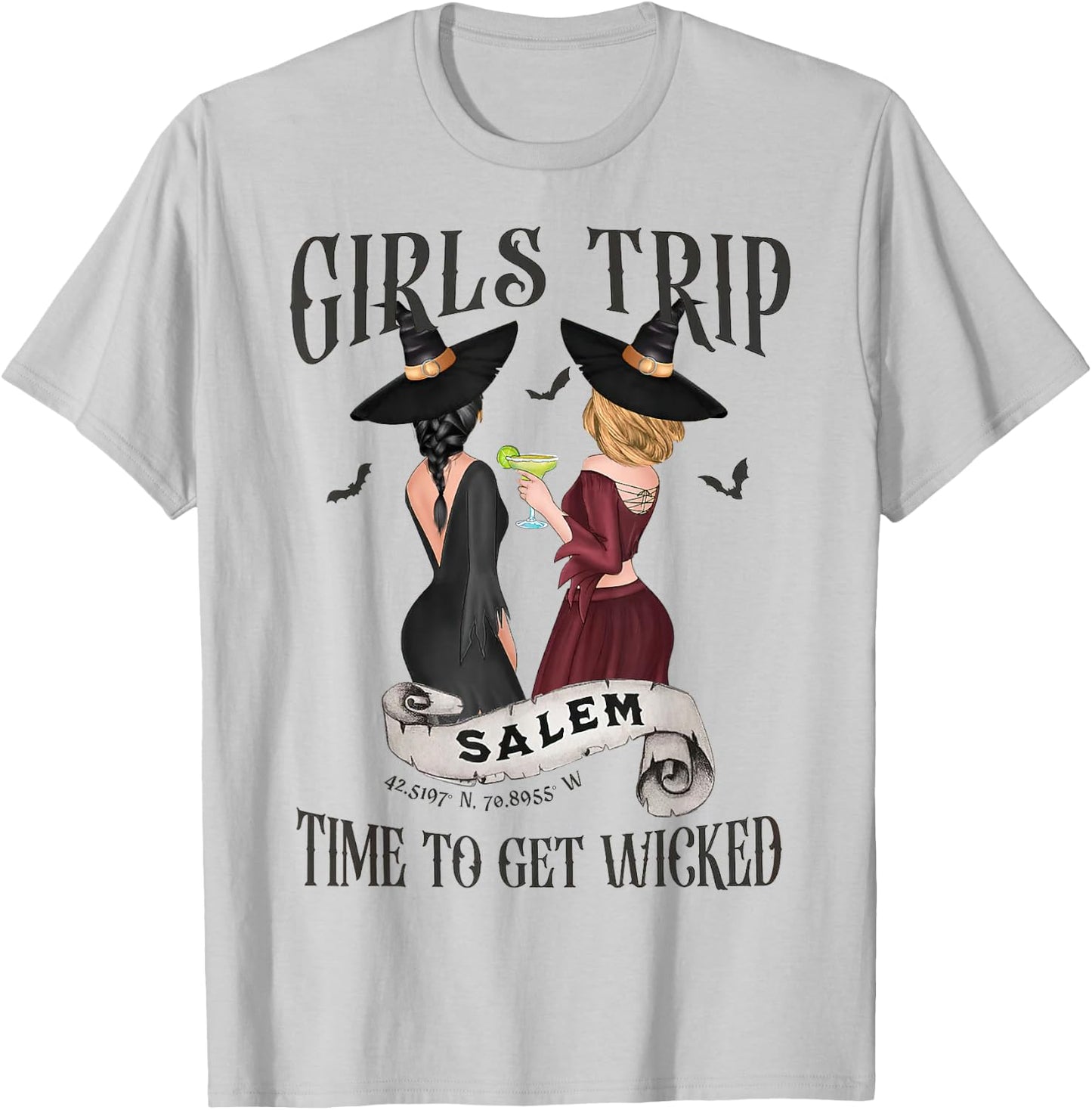 Girls Trip Salem Time To Get Wicked, Salem 1692 Halloween T-Shirt - T-Shirt | Ash