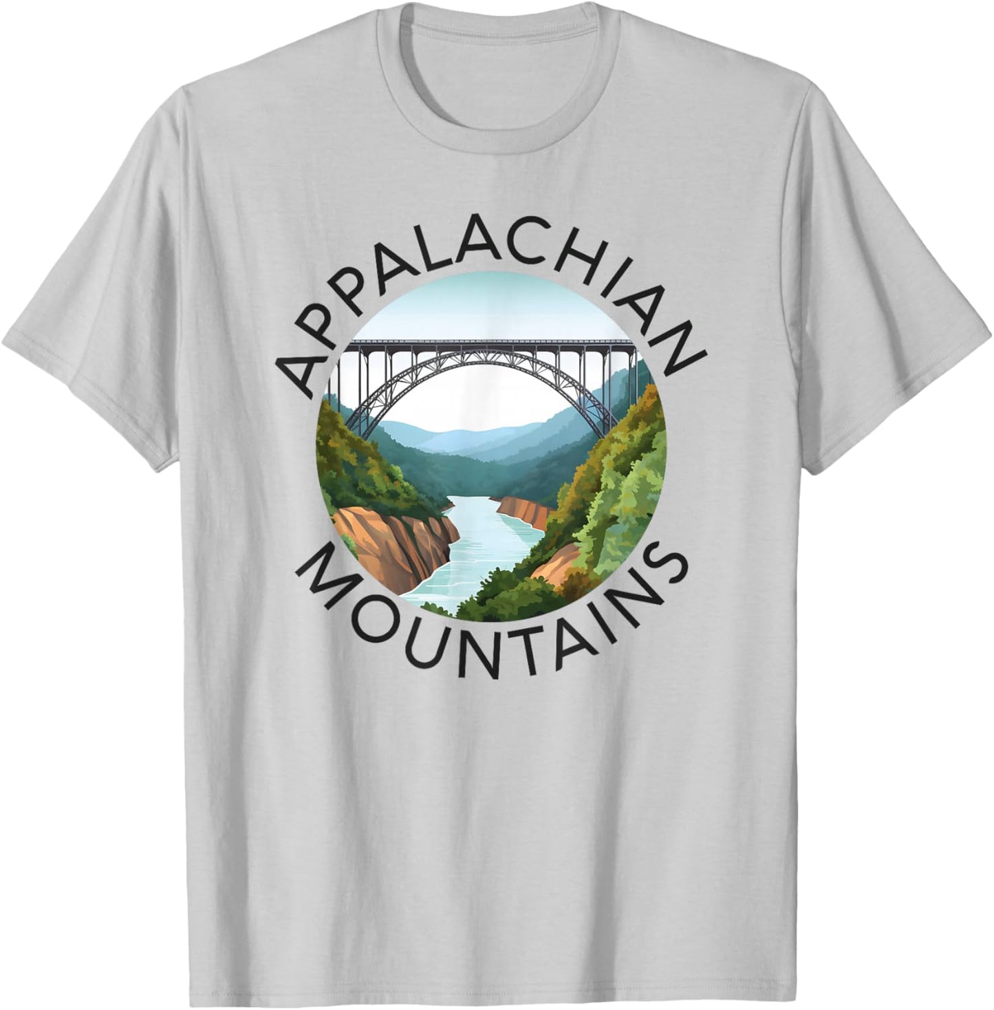 Appalachian Mountains New River Gorge Bridge West Virginia T-Shirt - T-Shirt | Ash