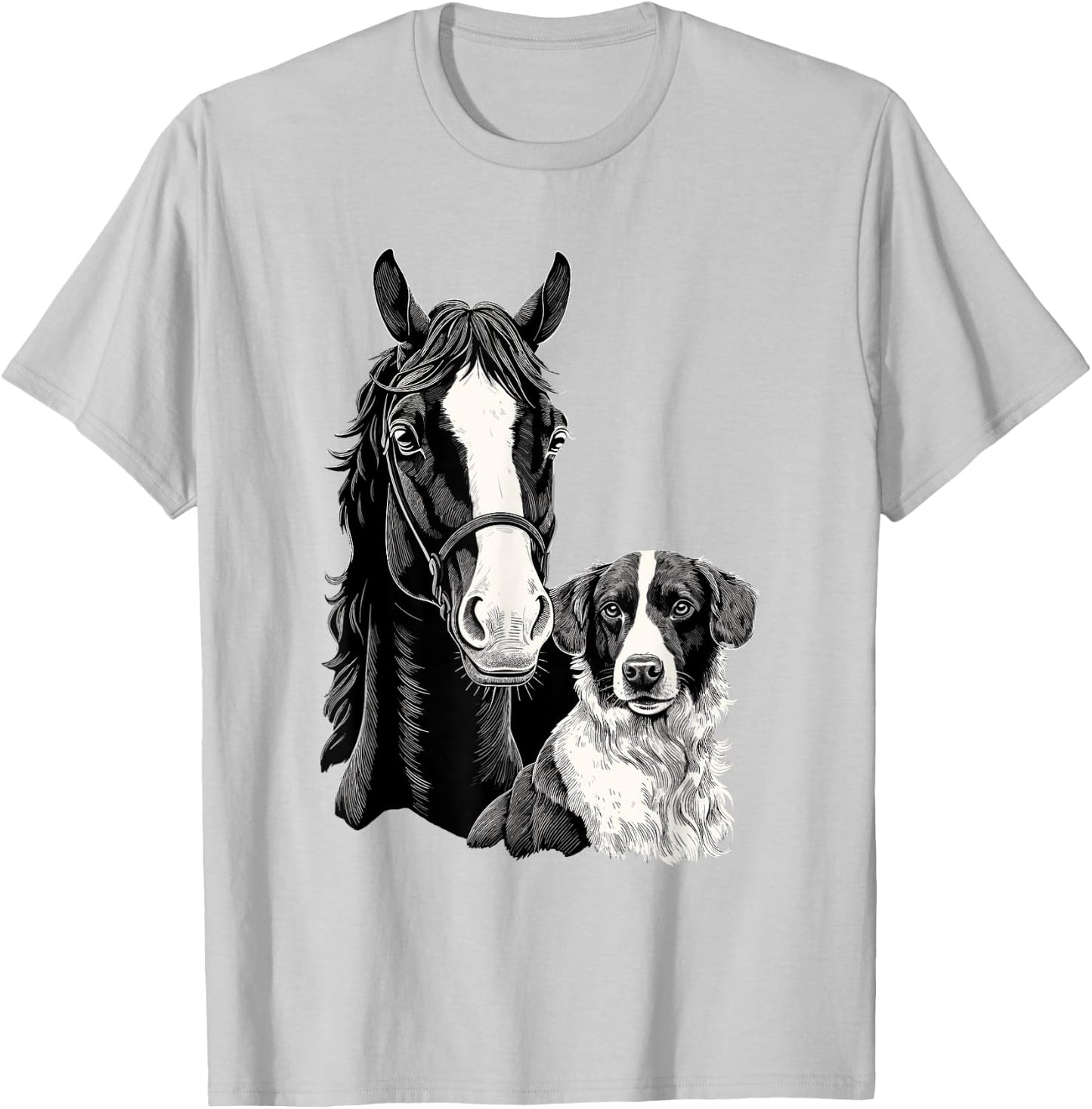 Dog And Horse Lover Horseback Riding Equestrian T-Shirt - T-Shirt | Ash