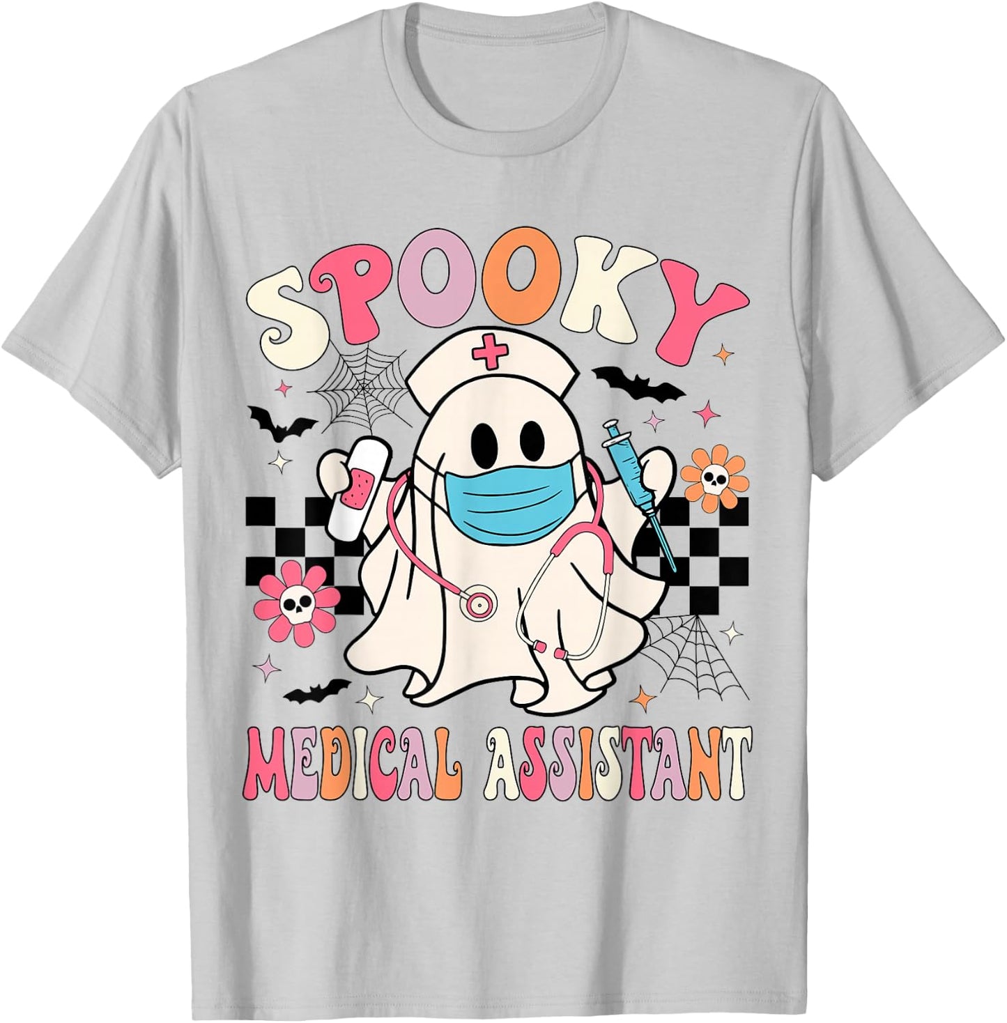 Groovy Spooky Medical Assistant Cute Halloween Med Assistant T-Shirt - T-Shirt | Ash