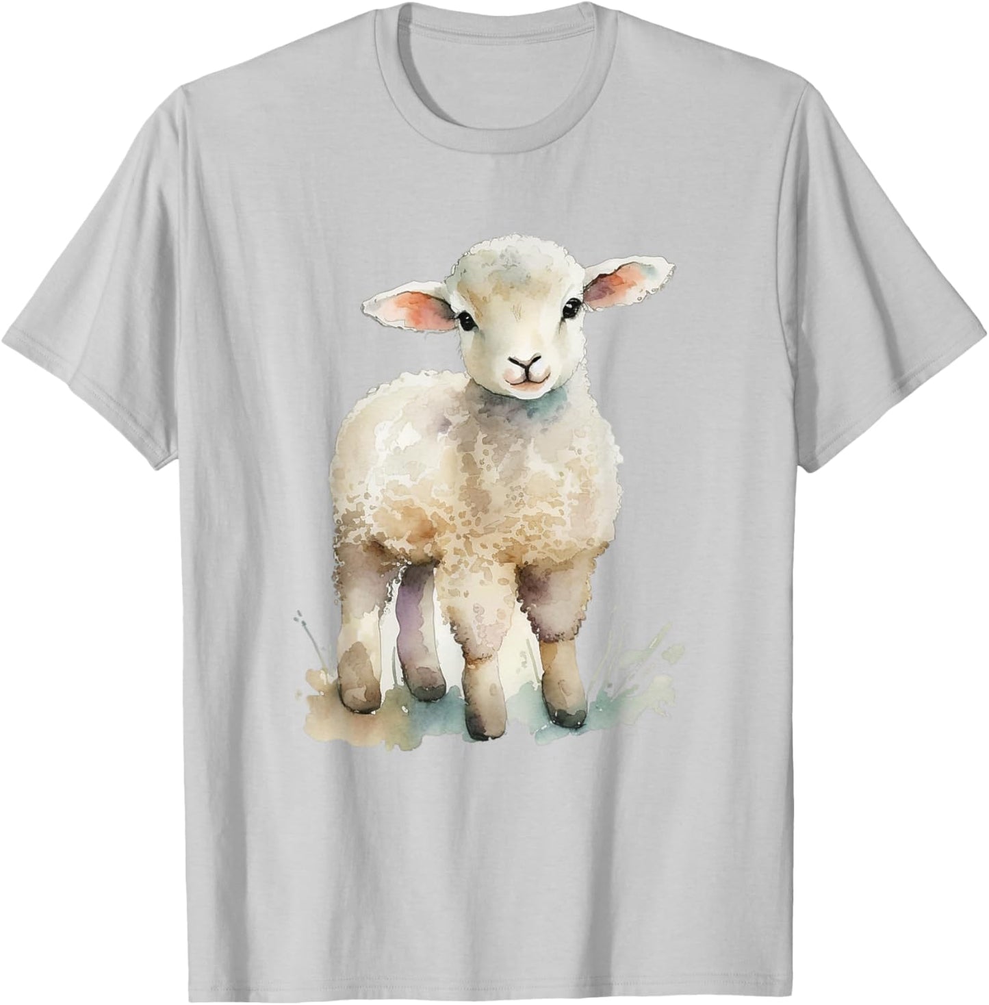 Easter Lamb Watercolor For Girls Women Spring Baby Animal T-Shirt - T-Shirt | Ash