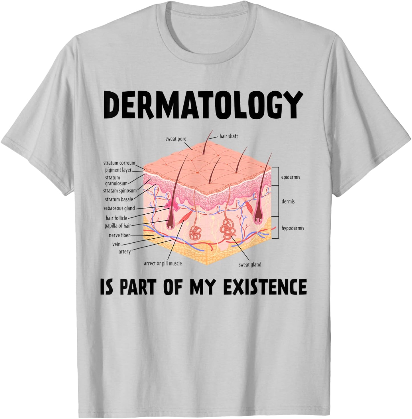 Dermatology Is Part Of My Existence Skin Anatomy T-Shirt - T-Shirt | Ash
