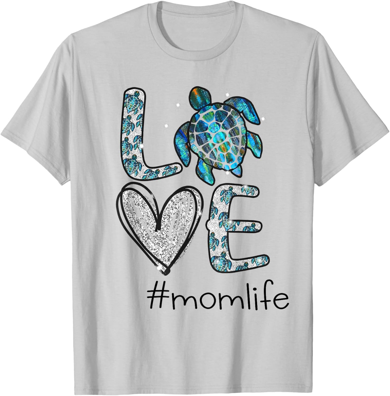 Mom Turtle - Love Mom Life Sea Turtle T-Shirt - T-Shirt | Ash