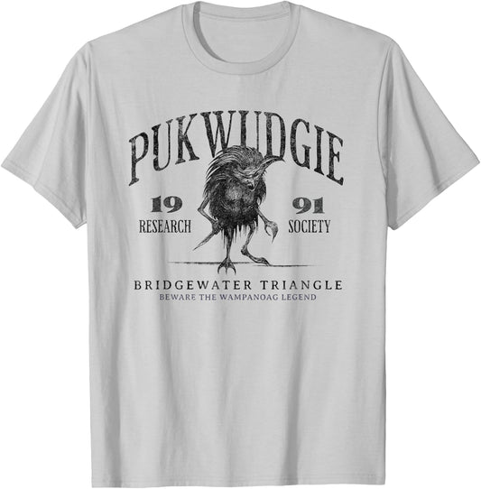 Awesome Cryptid Pukwudgie Research Society Est 1991 Bridgewater Triangle -Adults Grey T-Shirt - T-Shirt | Ash