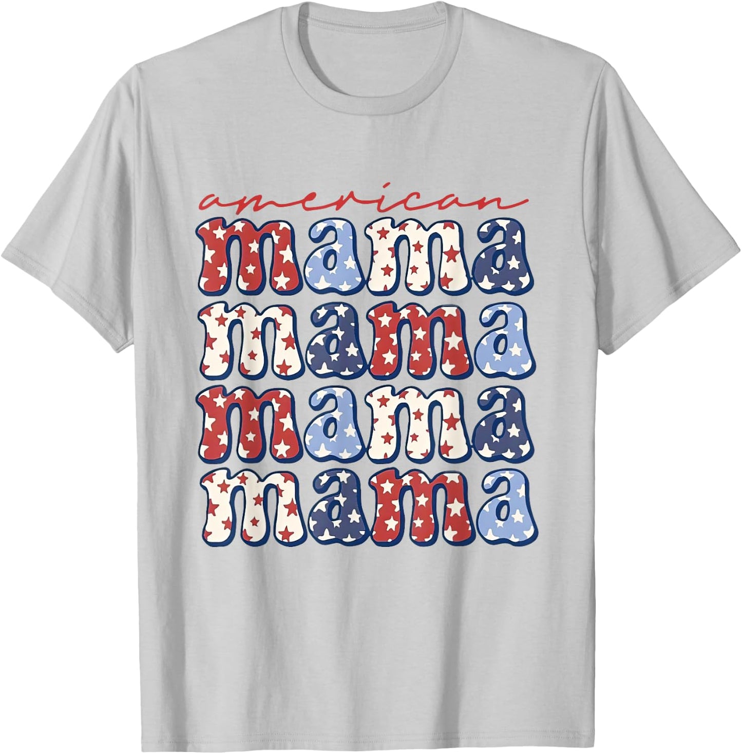 Retro Groovy American Mama 4th Of July Patriotic Mom Women T-Shirt - T-Shirt | Ash
