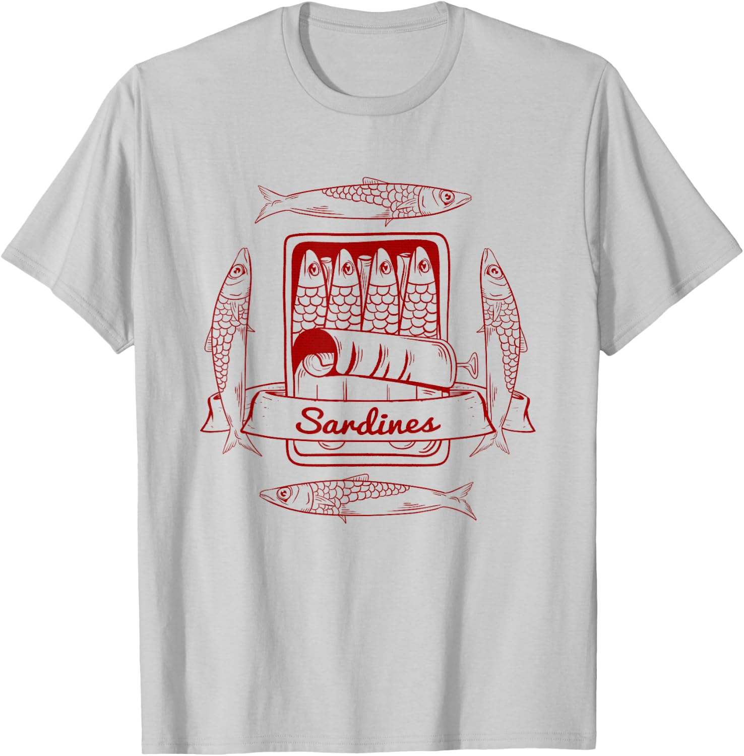 Food Designs by Early Kirky Sardines in a Tin T-Shirt - T-Shirt | Ash