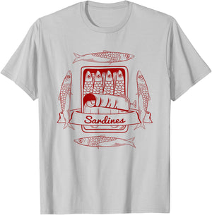 Food Designs by Early Kirky Sardines in a Tin T-Shirt - T-Shirt | Ash