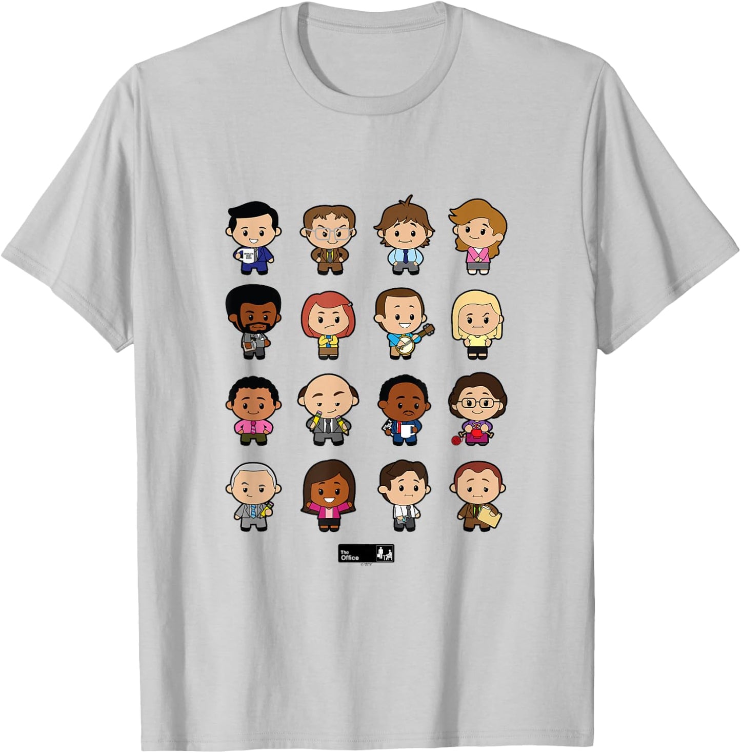 The Office Cute Characters T-Shirt - T-Shirt | Ash