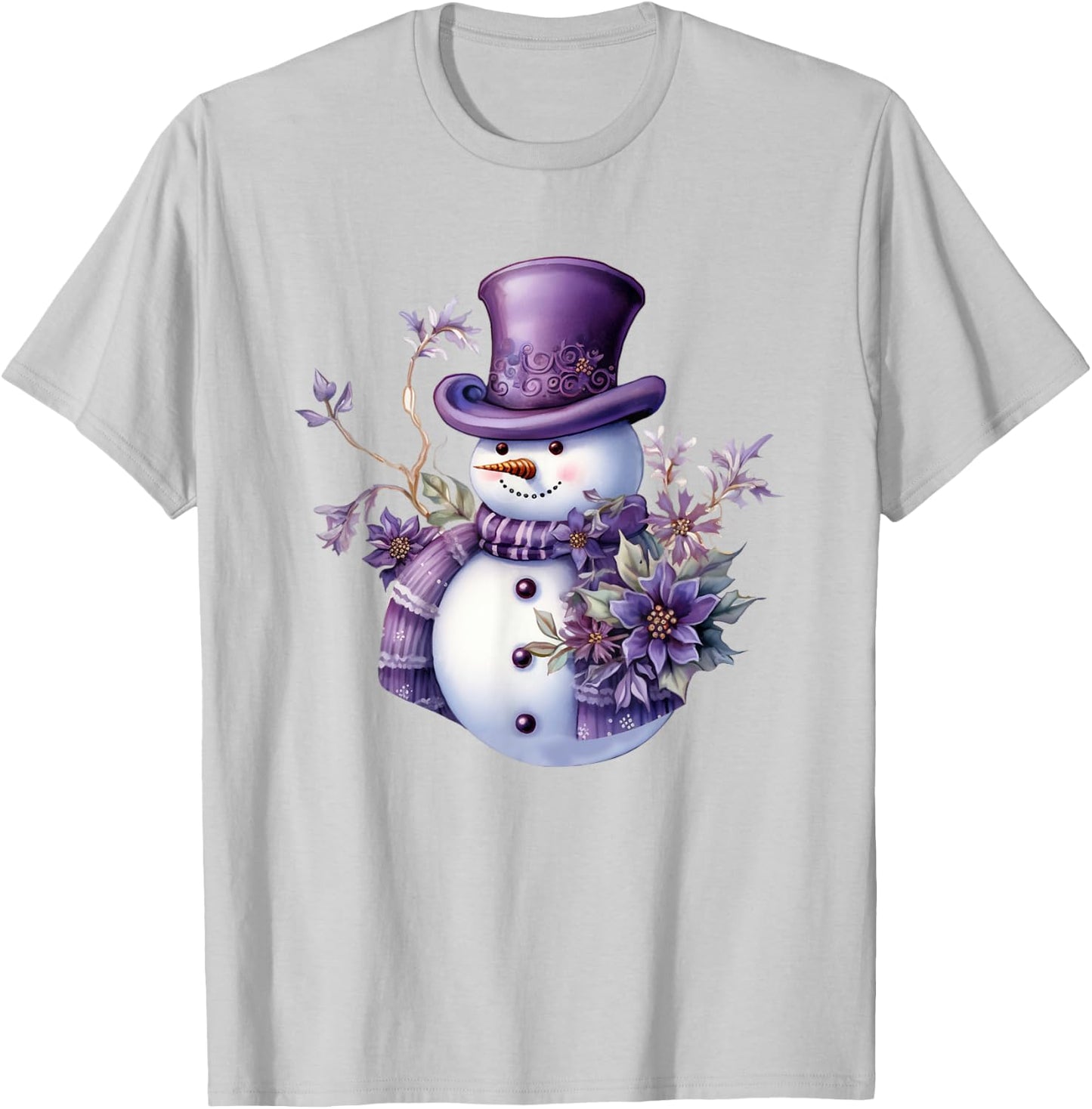 Purple Snowman Funny Cute Snowman Merry Christmas Men Women T-Shirt - T-Shirt | Ash