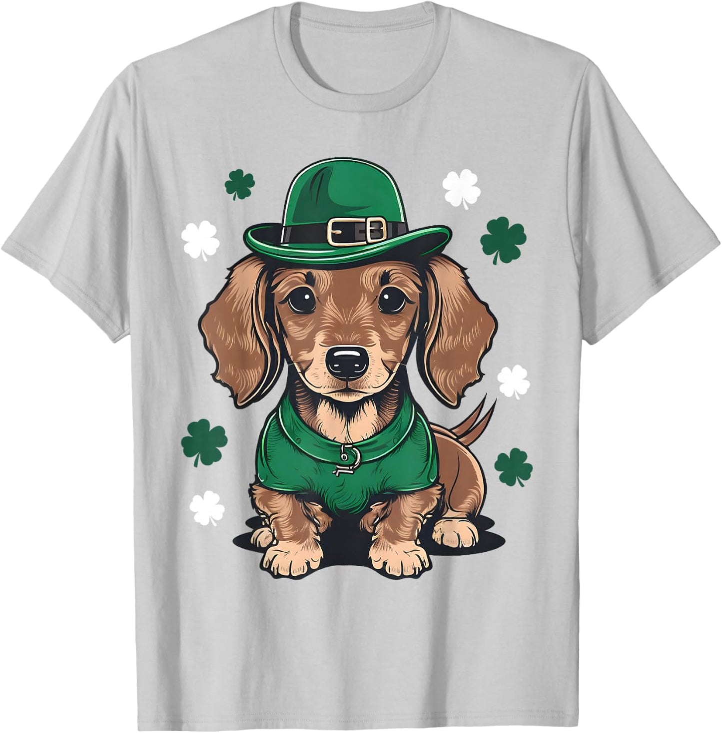 St Patricks Day Dachshund Weiner Dog Shamrock T-Shirt - T-Shirt | Ash