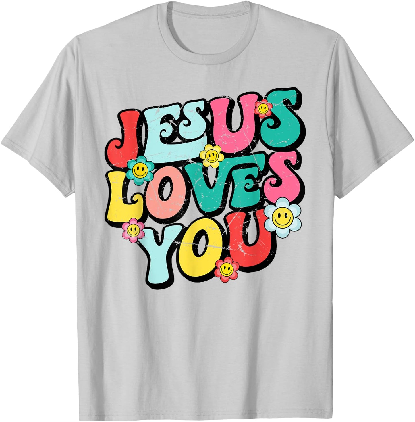 Jesus Loves You Retro Vintage Groovy Style Men T-Shirt - T-Shirt | Ash