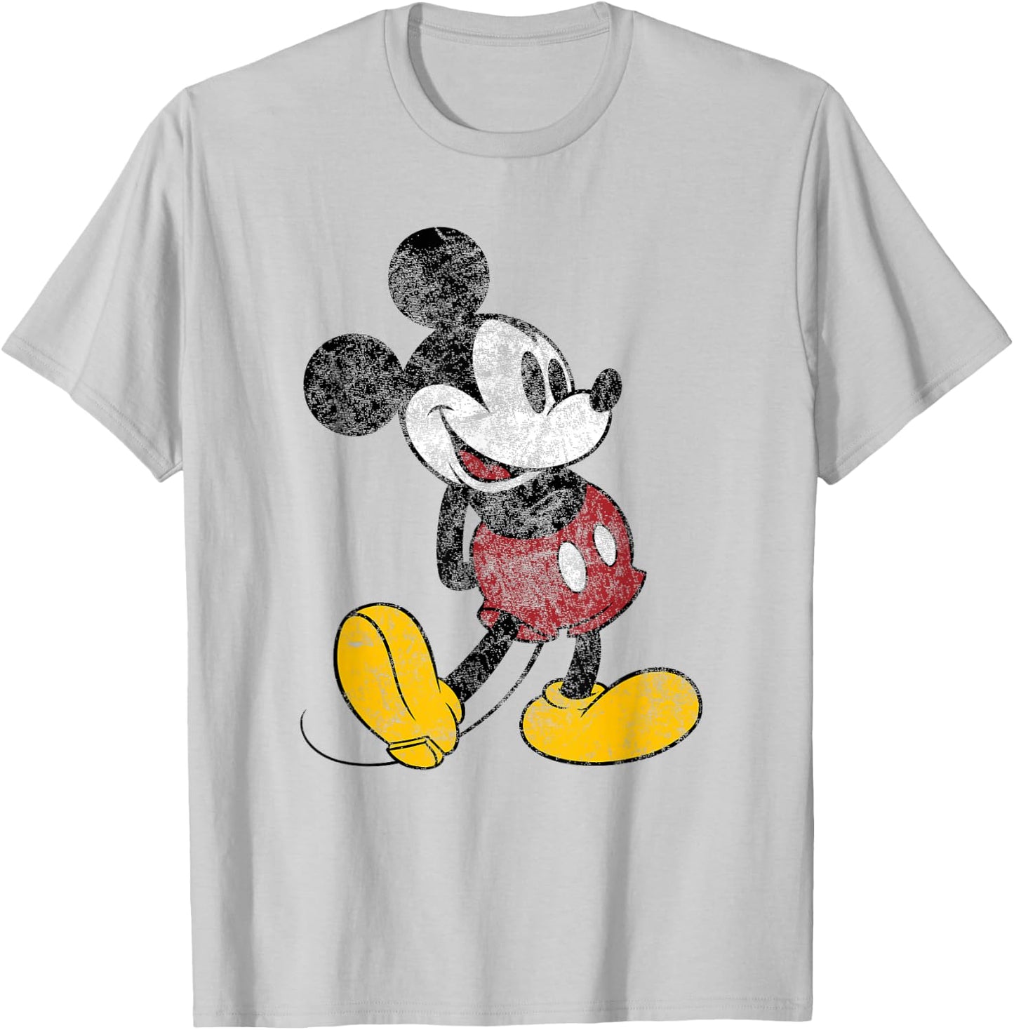 Disney Mickey Mouse Classic Standing Pose Distressed T-Shirt - T-Shirt | Ash